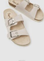 Women Nude Pepe Jeans Oban Etnic Leather Sandals 60J40672 - Image 3