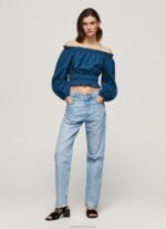 Women Ocean Pepe Jeans Cotton Poplin Cropped Fit Top 60J40360 - Image 2