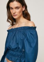 Women Ocean Pepe Jeans Cotton Poplin Cropped Fit Top 60J40360 - Image 3