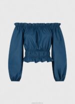 Women Ocean Pepe Jeans Cotton Poplin Cropped Fit Top 60J40360 - Image 5
