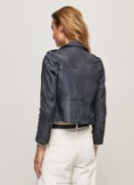 Women Ocean Pepe Jeans Lamb Leather Biker Jacket 60J40113 - Image 4