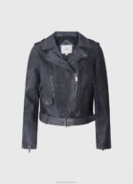 Women Ocean Pepe Jeans Lamb Leather Biker Jacket 60J40113 - Image 5