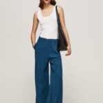 Women Ocean Pepe Jeans Paper Bag Wide Trousers 60J40302