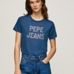 Women Ocean Pepe Jeans Strass Print Logo T-Shirt 60J40443