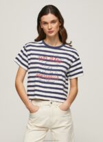 Women Ocean Pepe Jeans Striped Print T-Shirt 60J40450