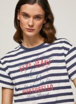 Women Ocean Pepe Jeans Striped Print T-Shirt 60J40450 - Image 3