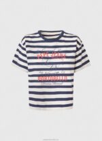 Women Ocean Pepe Jeans Striped Print T-Shirt 60J40450 - Image 5