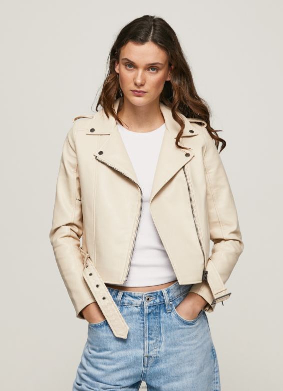 Women Off Lace Pepe Jeans Biker Jacket With Epalules Shoulders 60J40115 - Image 2