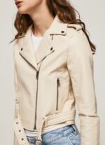 Women Off Lace Pepe Jeans Biker Jacket With Epalules Shoulders 60J40115 - Image 3