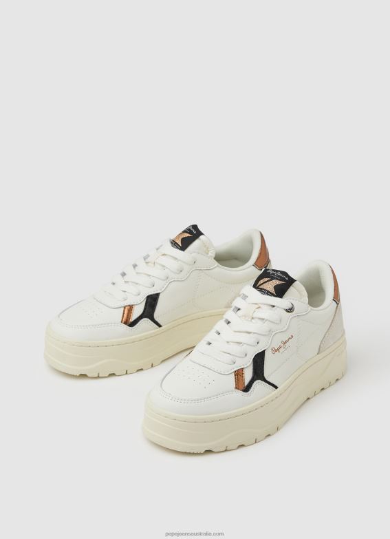Women Off White Pepe Jeans Kore Retry Leather Sneakers 60J40571 - Image 3