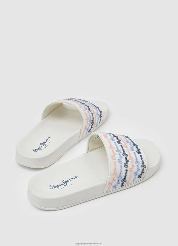Women Off White Pepe Jeans Slider Set Beach Flip Flops 60J40691 - Image 4