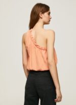Women Peach Pepe Jeans Asymmetrical Neckline Top 60J40355 - Image 4