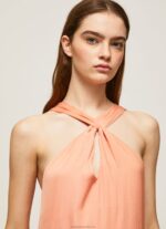 Women Peach Pepe Jeans Casey Plain Satin Dress 60J40187 - Image 3