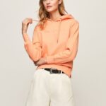 Women Peach Pepe Jeans Cotton Hoodie 60J40282