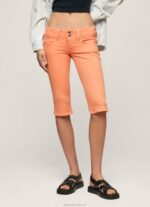 Women Peach Pepe Jeans Cropped Fit Denim Shorts 60J40528 - Image 2