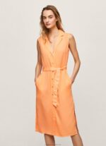 Women Peach Pepe Jeans Lapel Collar Dress 60J40212 - Image 2