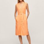 Women Peach Pepe Jeans Lapel Collar Dress 60J40212