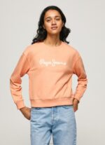 Women Peach Pepe Jeans Logo Printed Jumper 60J40274 - Image 2
