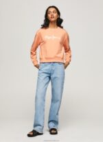 Women Peach Pepe Jeans Logo Printed Jumper 60J40274
