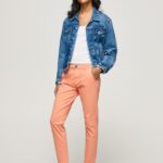 Women Peach Pepe Jeans Maura Regular Chino Trousers 60J40308