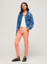 Women Peach Pepe Jeans Maura Regular Chino Trousers 60J40308