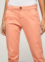Women Peach Pepe Jeans Maura Regular Chino Trousers 60J40308 - Image 3