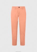 Women Peach Pepe Jeans Maura Regular Chino Trousers 60J40308 - Image 5