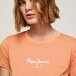 Women Peach Pepe Jeans Printed T-Shirt 60J40455