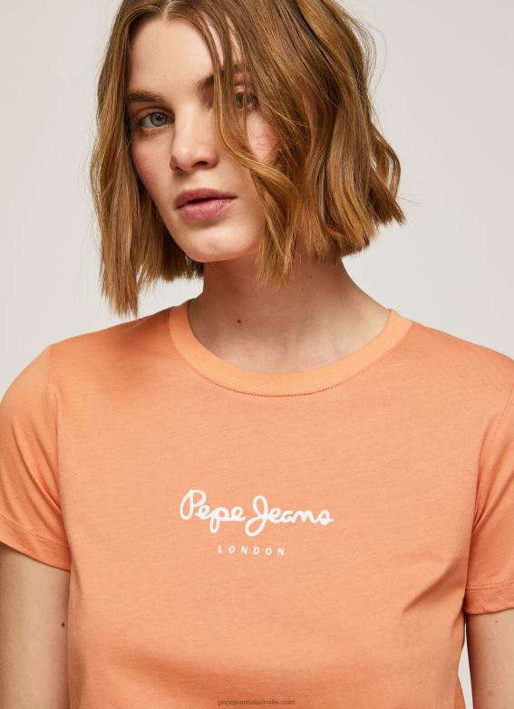 women_peach_pepe_jeans_printed_t_shirt_60j40455.jpg Women Peach Pepe Jeans Printed T-Shirt 60J40455 - Image 1
