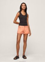 Women Peach Pepe Jeans Regular Fit Cotton Shorts 60J40526
