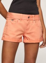 Women Peach Pepe Jeans Regular Fit Cotton Shorts 60J40526 - Image 3