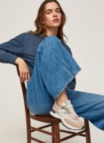 Women Pearl Silver Pepe Jeans Lucky Print Combined Sneakers 60J40574