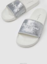 Women Pearl Silver Pepe Jeans Slider Sweet Beach Flip Flops 60J40694 - Image 3