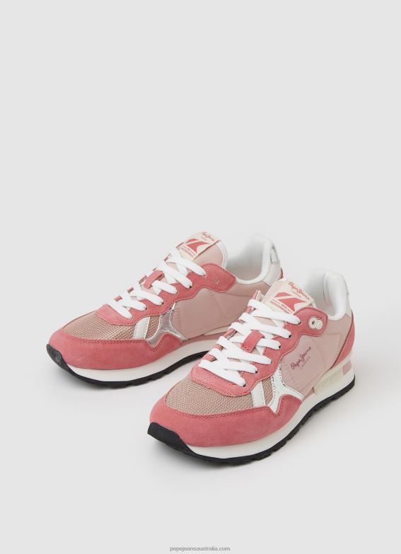 Women Pink Pepe Jeans Brit Heritage Combined Sneakers 60J40614 - Image 3