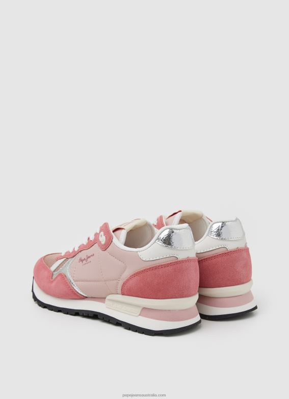 Women Pink Pepe Jeans Brit Heritage Combined Sneakers 60J40614 - Image 4