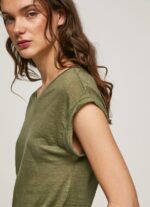 Women Range Pepe Jeans Armhole Sleeved Linen T-Shirt 60J40439 - Image 2