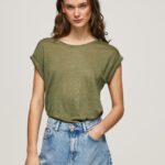 Women Range Pepe Jeans Armhole Sleeved Linen T-Shirt 60J40439