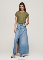 Women Range Pepe Jeans Armhole Sleeved Linen T-Shirt 60J40439 - Image 4