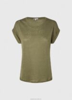 Women Range Pepe Jeans Armhole Sleeved Linen T-Shirt 60J40439 - Image 5