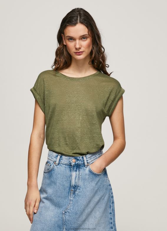women_range_pepe_jeans_armhole_sleeved_linen_t_shirt_60j40439.jpg Women Range Pepe Jeans Armhole Sleeved Linen T-Shirt 60J40439 - Image 1