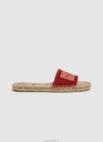 Women Red Dahlia Pepe Jeans Siva Berry Leather Sandals 60J40679