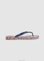 Women Red Pepe Jeans Floral Rake Beach Flip Flops 60J40702