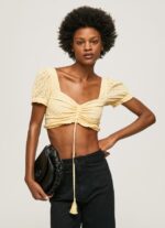 Women Shine Pepe Jeans Cotton Top With Openwork Details 60J40331