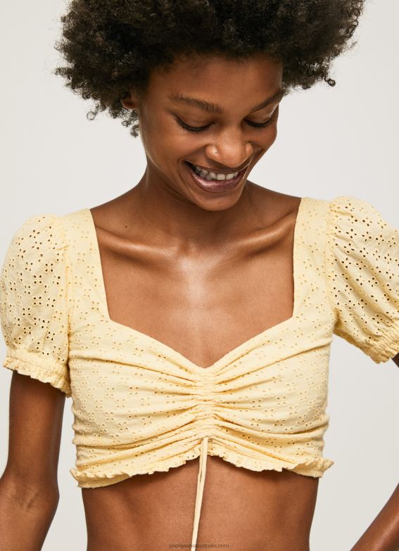 Women Shine Pepe Jeans Cotton Top With Openwork Details 60J40331 - Image 3