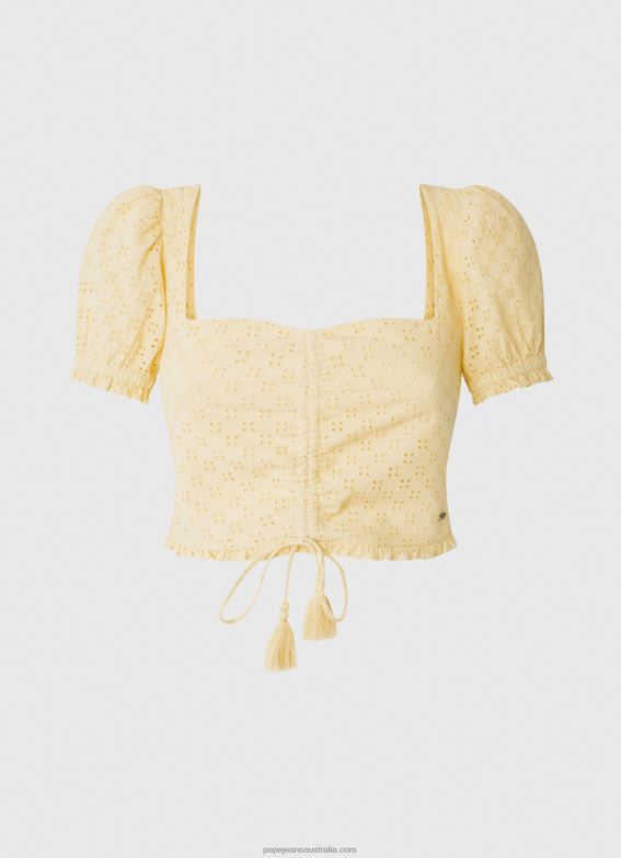 Women Shine Pepe Jeans Cotton Top With Openwork Details 60J40331 - Image 5