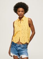 Women Shine Pepe Jeans Openwork Armhole Sleeve Shirt 60J40330 - Image 3