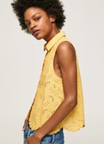Women Shine Pepe Jeans Openwork Armhole Sleeve Shirt 60J40330 - Image 4