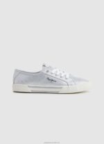 Women Silver Pepe Jeans Brady Party Basic Sneakers 60J40626