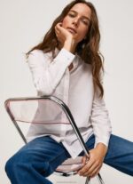 Women Soft Pink Pepe Jeans Striped Cotton Voile Shirt 60J40323
