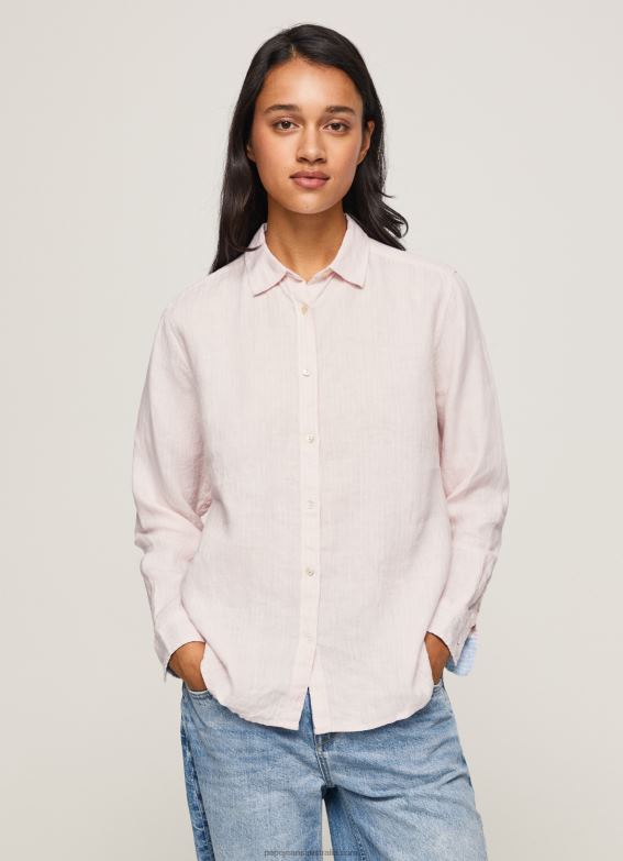 women_soft_pink_pepe_jeans_striped_print_regular_fit_shirt_60j40332.jpg Women Soft Pink Pepe Jeans Striped Print Regular Fit Shirt 60J40332 - Image 1